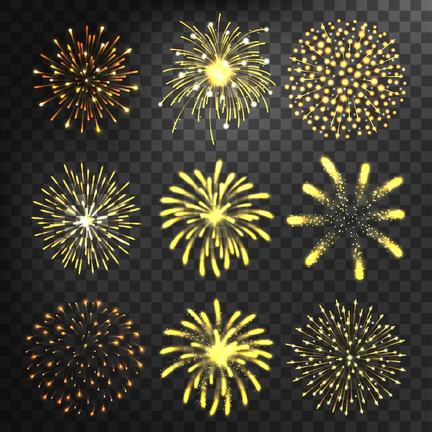 Premium Vector | Firework different shapes set