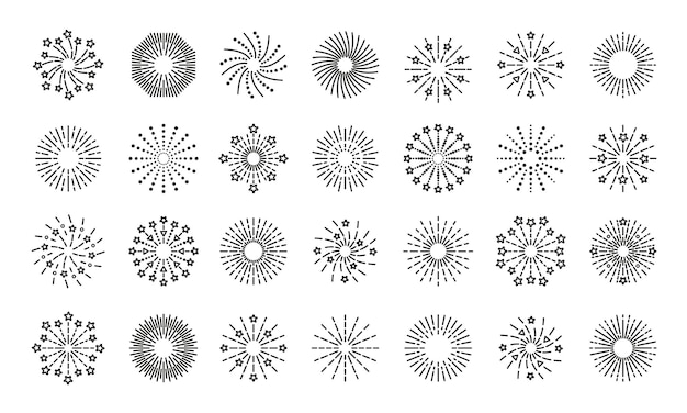 Premium Vector | Firework icon. linear sparkle explosion set.