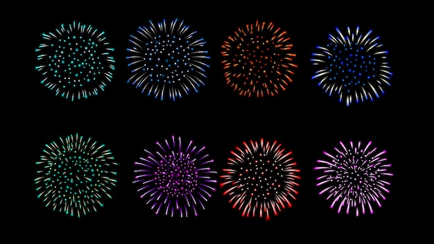 Firework vector multiple color collection. Premium Vector