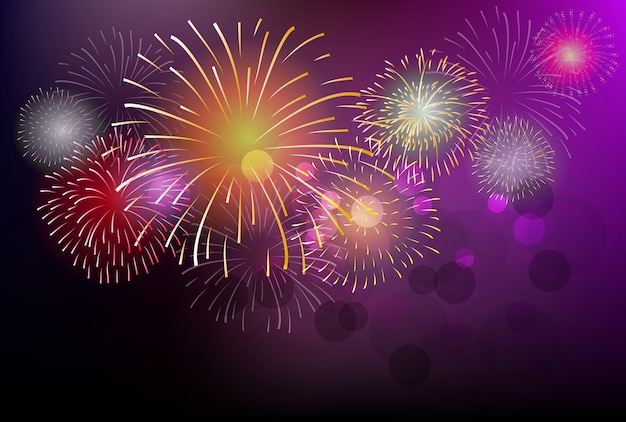 Fireworks and happy new year | Premium Vector