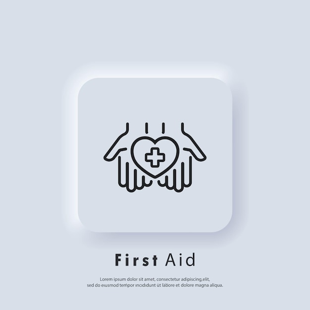 first aid icon hands holding heart with cross medical pharmacy logo vector neumorphic ui ux white user interface web button neumorphism 399089 1358