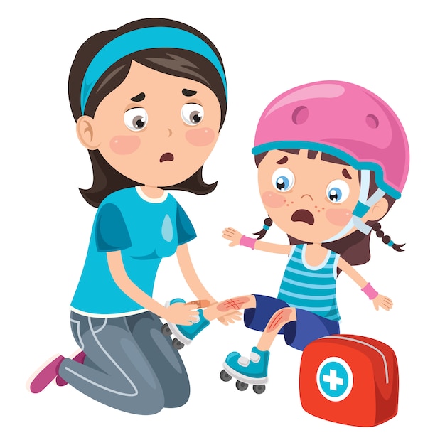 Premium Vector | First Aid Scene With Cartoon Character