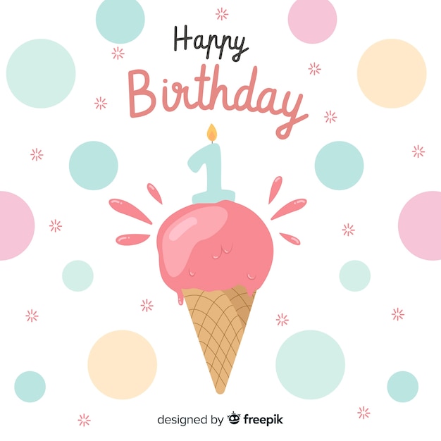 Download First birthday card | Free Vector