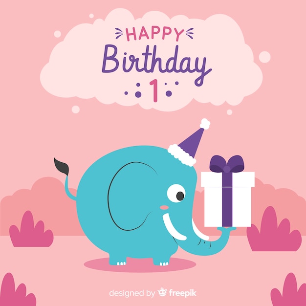 Download First birthday card | Free Vector