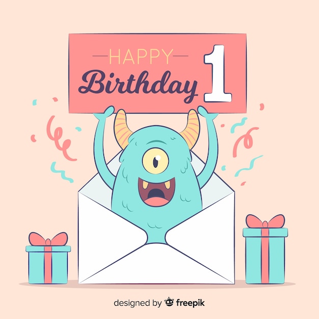 Download First birthday card | Free Vector