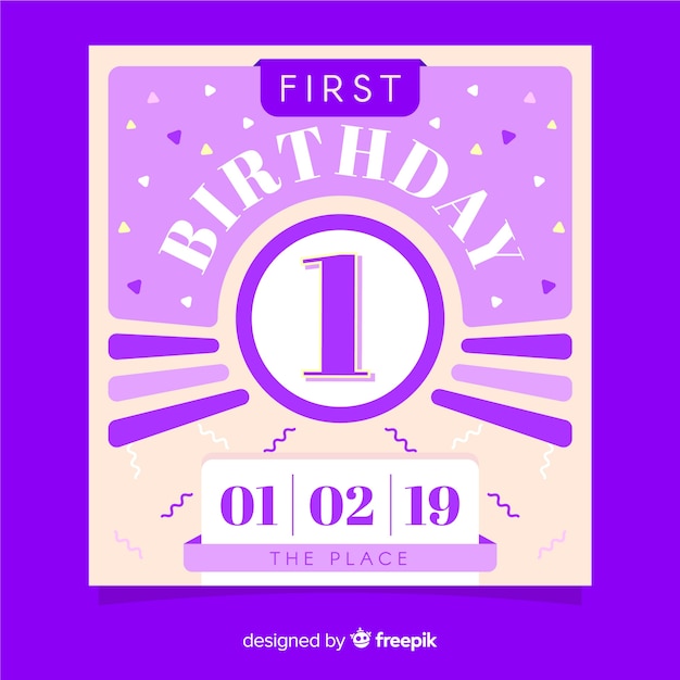 Download First birthday card | Free Vector