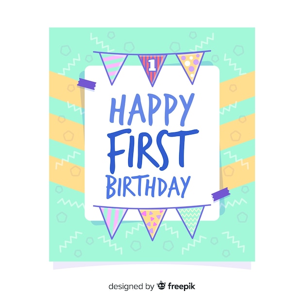 Download First birthday card Vector | Free Download