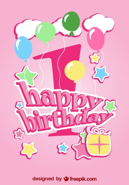 First Birthday Graphic Vector Free Download