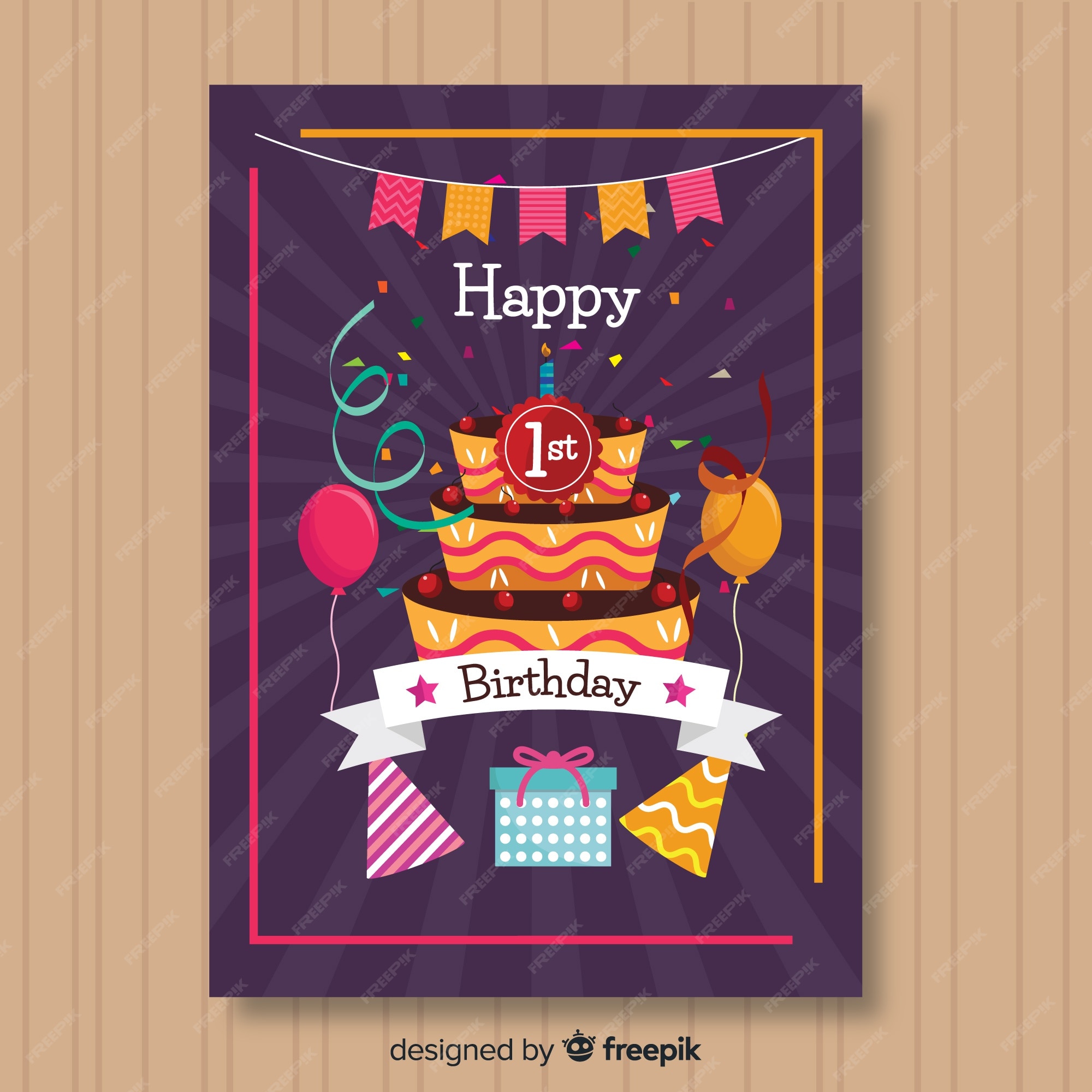 Free Vector | First birthday invitation card
