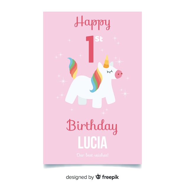 Download First birthday party invitation card Vector | Free Download
