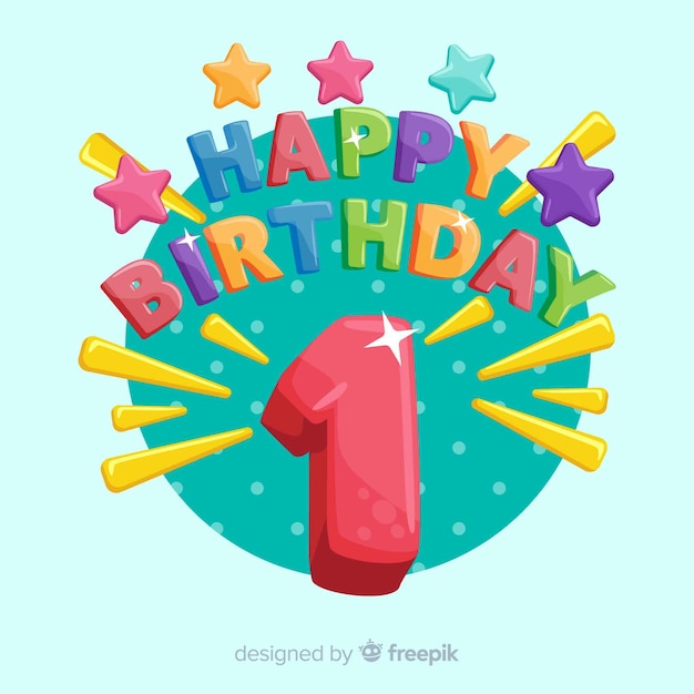 Download Free Vector | First birthday volume letters card template