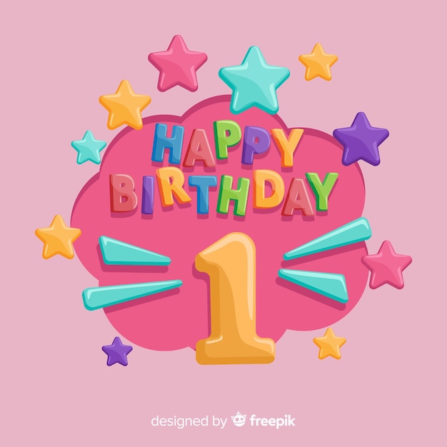 Download First birthday volume number card template | Free Vector