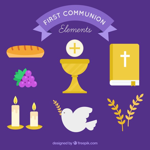 First communion collection in flat design Vector | Free Download