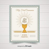 First Communion Invitation Template Vector Free Download