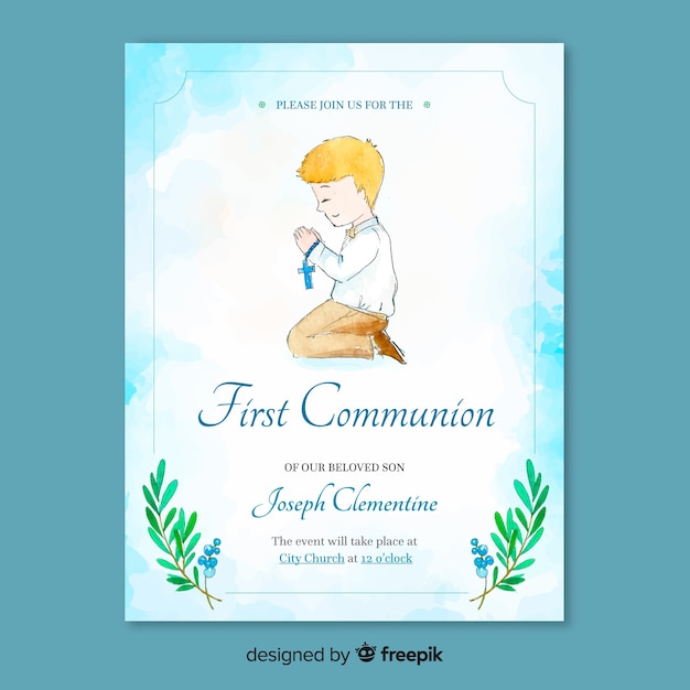 Free Vector First communion invitation template