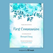 Free Vector First Communion Invitation Template