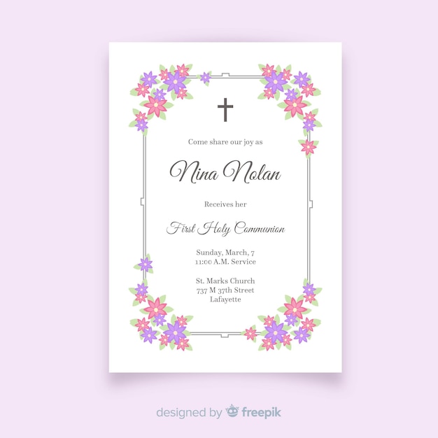 First communion invitation template Free Vector