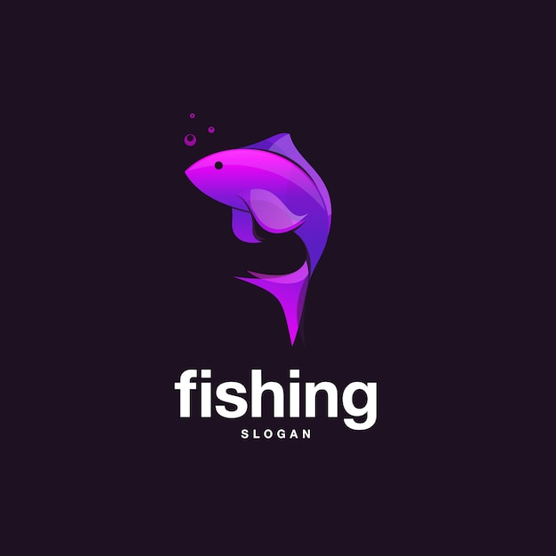 Fish design with purple gradient color Premium Vector