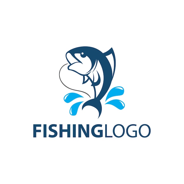 Download Fish fishing logo template Vector | Premium Download