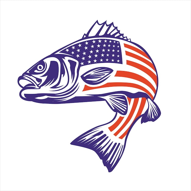 Premium Vector | Fish illustration with american flag