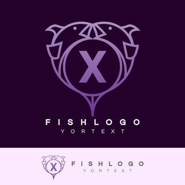 魚初期の文字xロゴデザイン プレミアムベクター