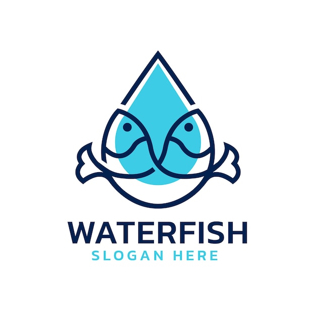 Premium Vector | Fish logo with water drop shape