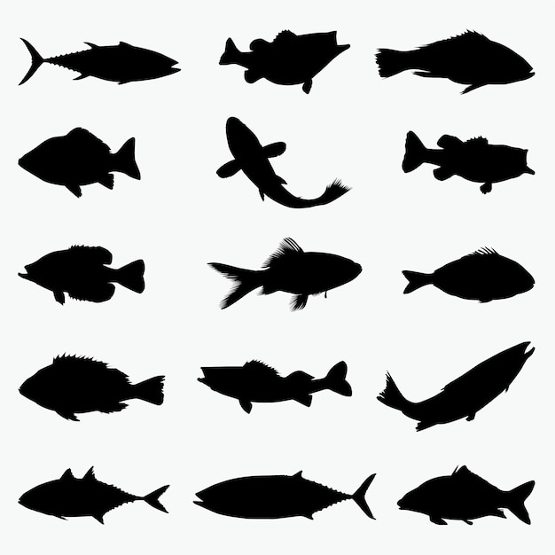 Premium Vector | Fish silhouettes