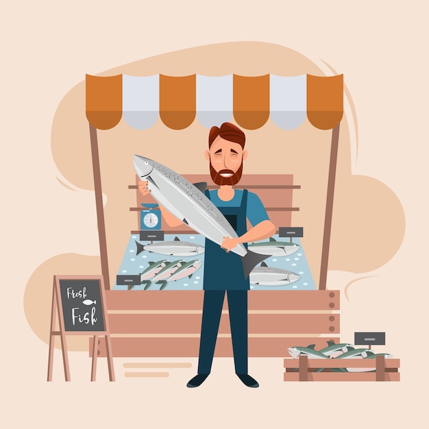 Download Premium Vector | Fish store market and freshness seafood ...