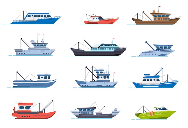 Download Fisherman boats. fishing commercial ships, fisher sea boat ...