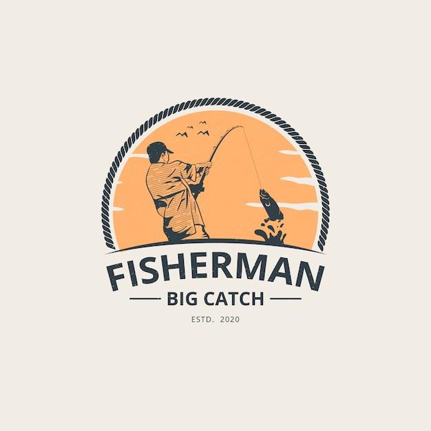 Premium Vector | Fisherman logo template