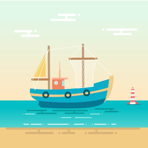 Download Fishing boat | Premium Vector