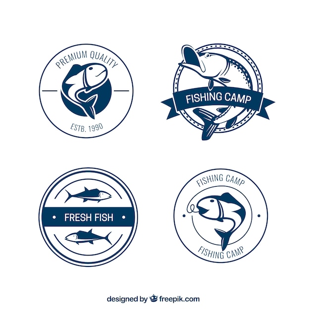 Download Fishing camp badges | Free Vector