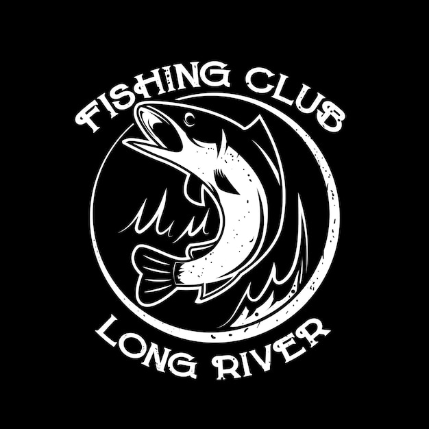 Premium Vector | Fishing club logo on dark background