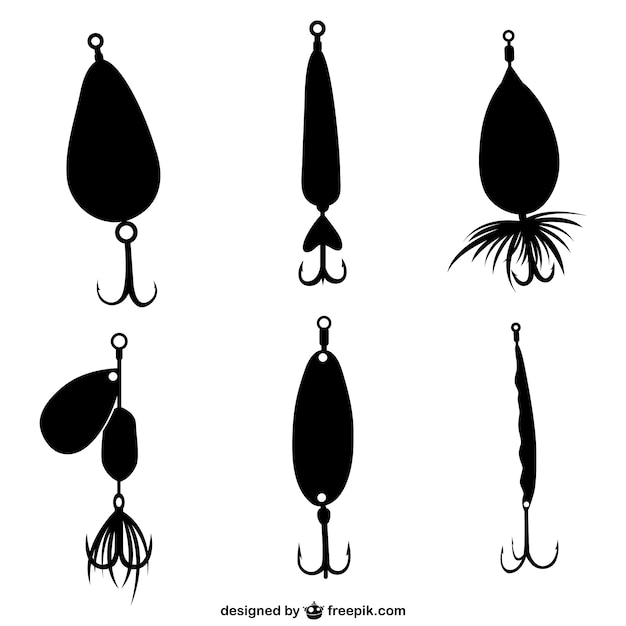 Download Fishing hooks silhouettes Vector | Free Download