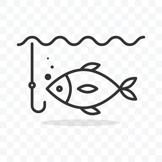 Download Premium Vector | Fishing icon fish in water and fishhook vector illustration on transparent ...