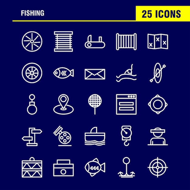 Fishing line icon pack for designers and developers ...