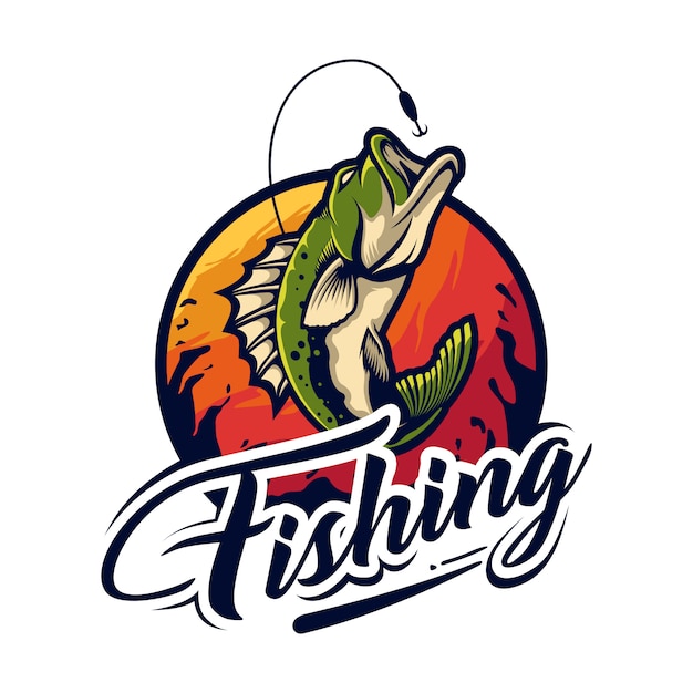 Fishing logo design | Premium Vector