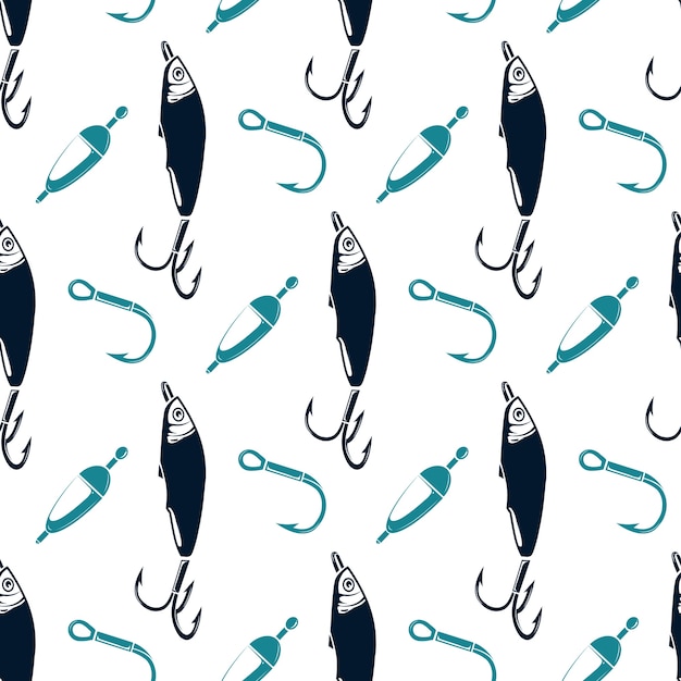 Premium Vector | Fishing seamless pattern