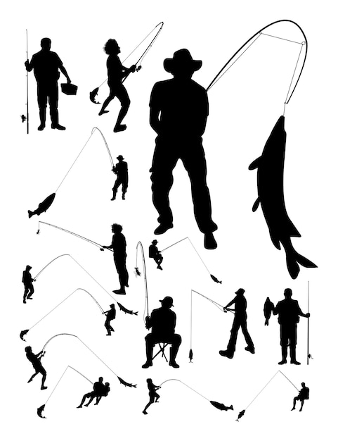 Fishing silhouette | Premium Vector