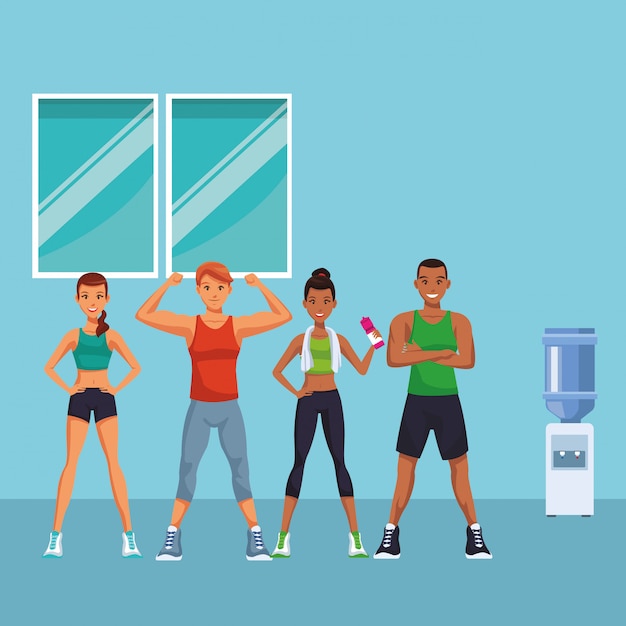 Premium Vector | Fit people doing exercise