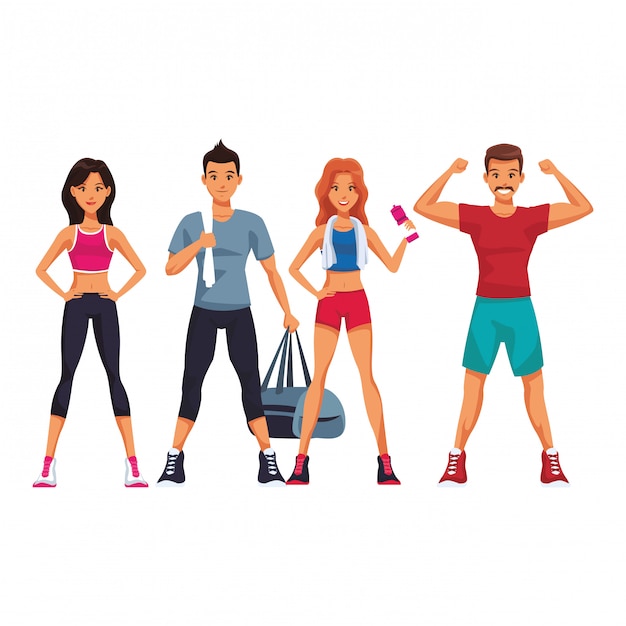 Premium Vector | Fit people doing exercise