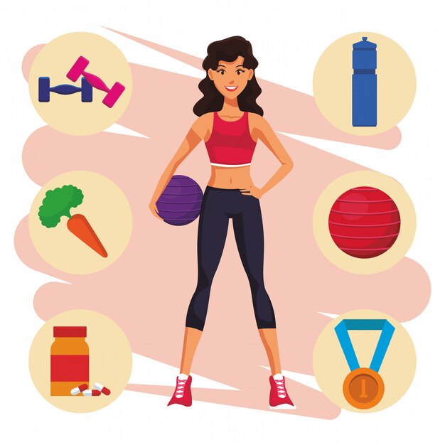 Fit woman doing exercise Premium Vector