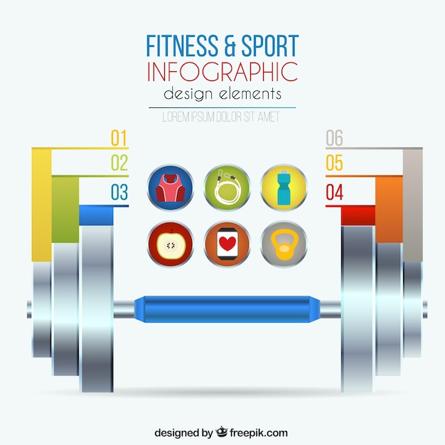 Fitness and sport infographic equipment
