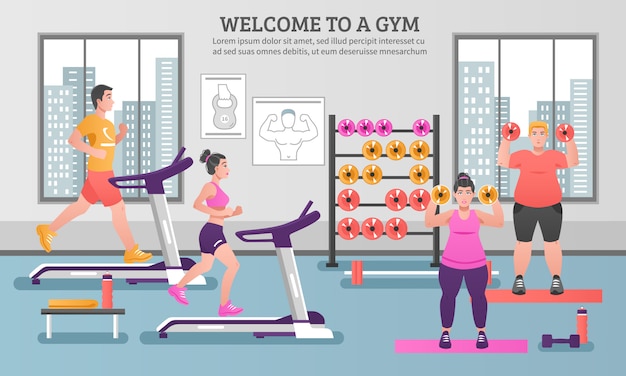 Fitness colored composition Free Vector