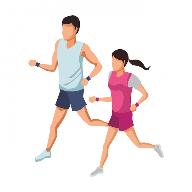 Premium Vector | Fitness couple running avatar