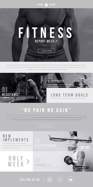 Free Vector Fitness email template
