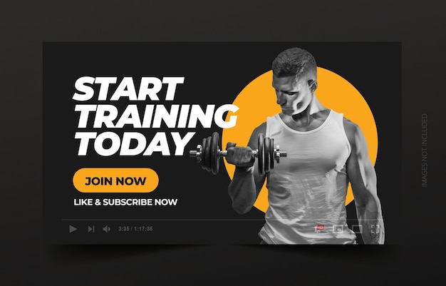 Premium Vector | Fitness gym exercise youtube thumbnail and web banner ...