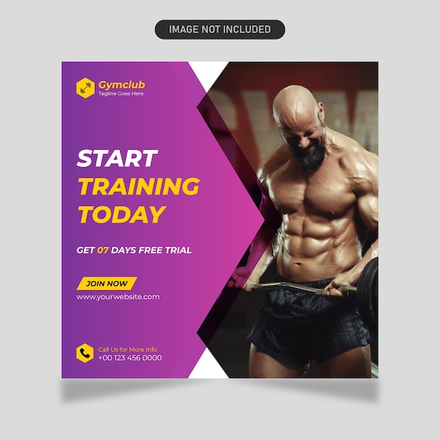 Premium Vector | Fitness gym social media post design template amp web ...