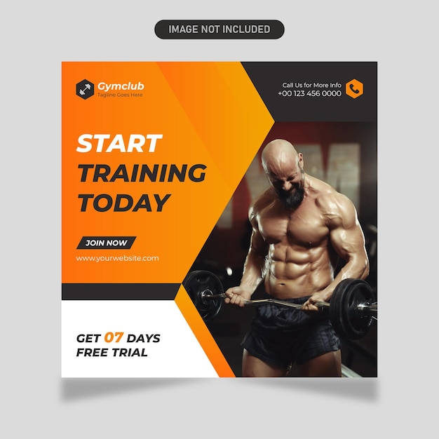 Premium Vector | Fitness gym social media post design template amp web ...