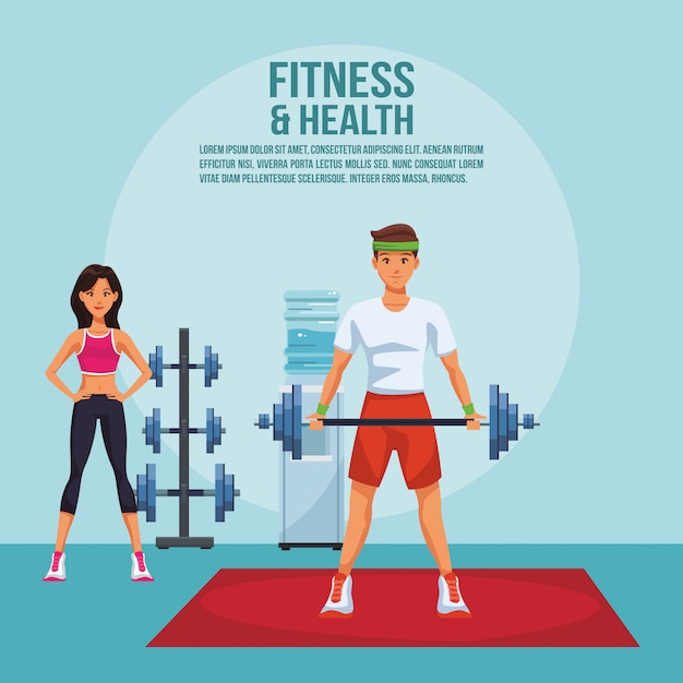 Fitness and health poster with information and elements vector
